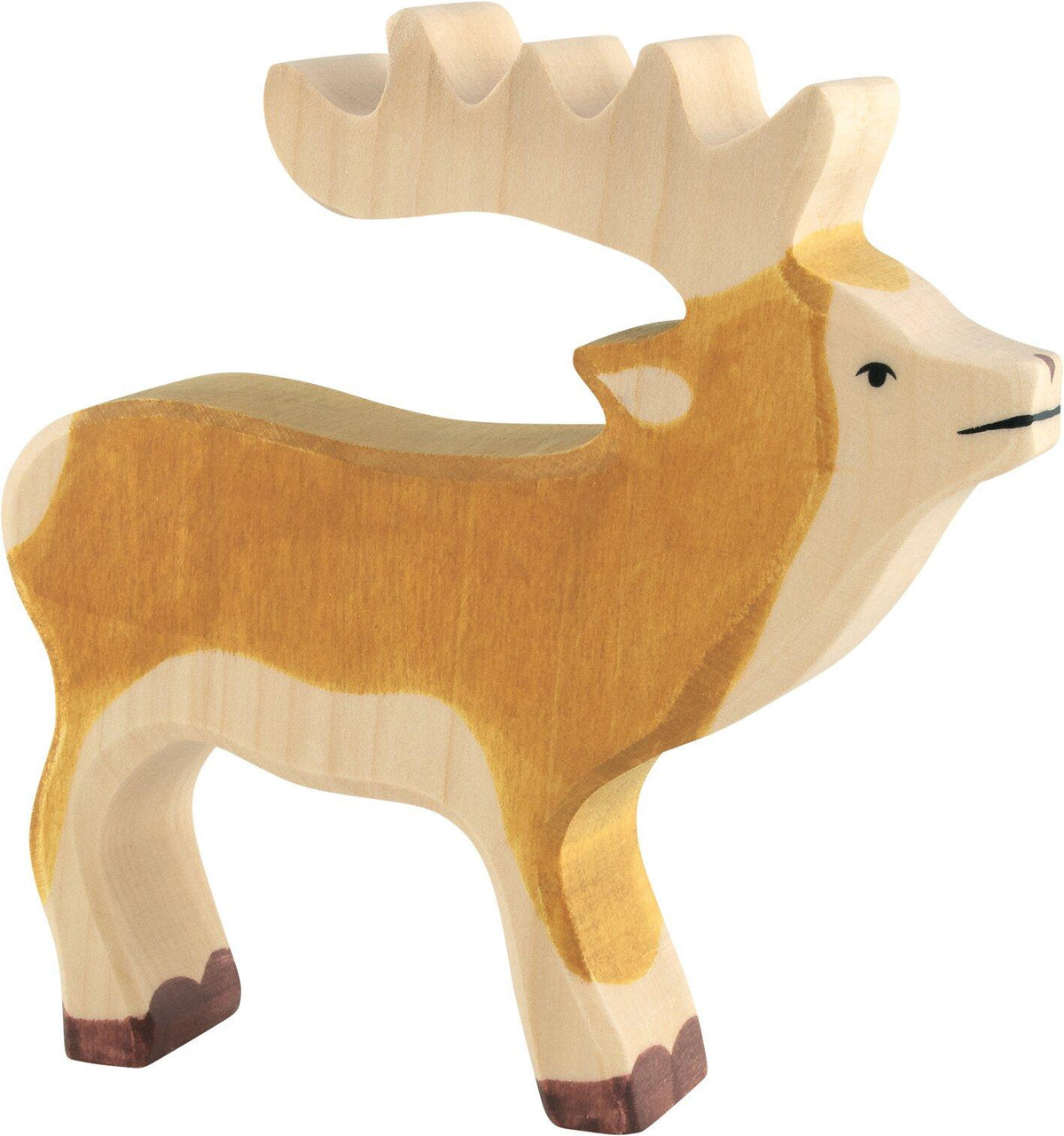 HOLZTIGER Holzfigur Hirsch mit großem Geweih – Ansicht