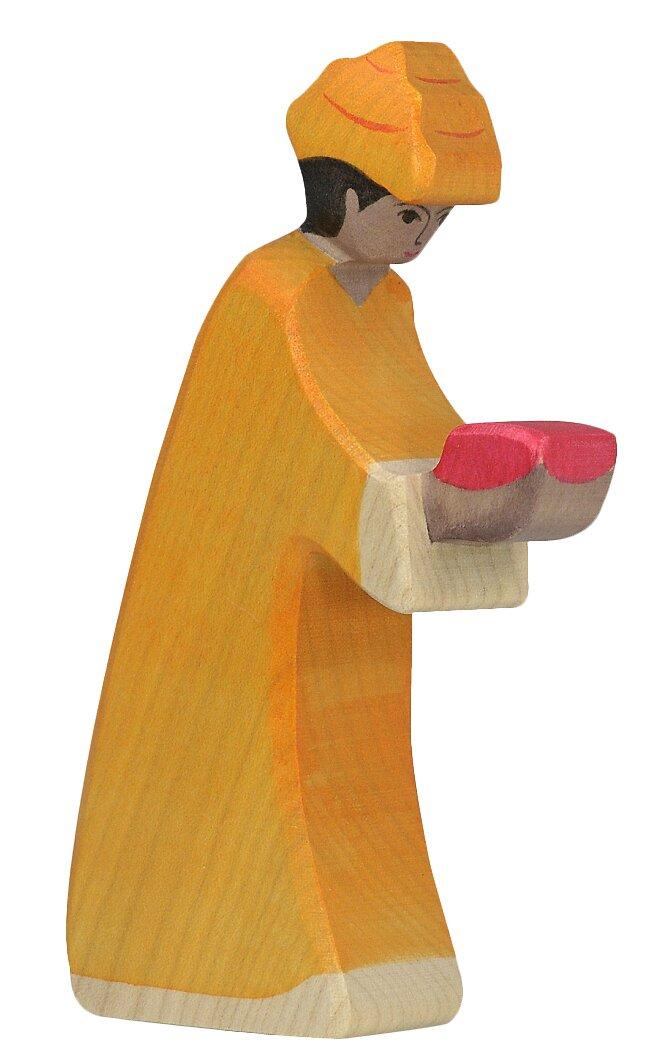 HOLZTIGER Holzfigur Melchior im orangen Gewand