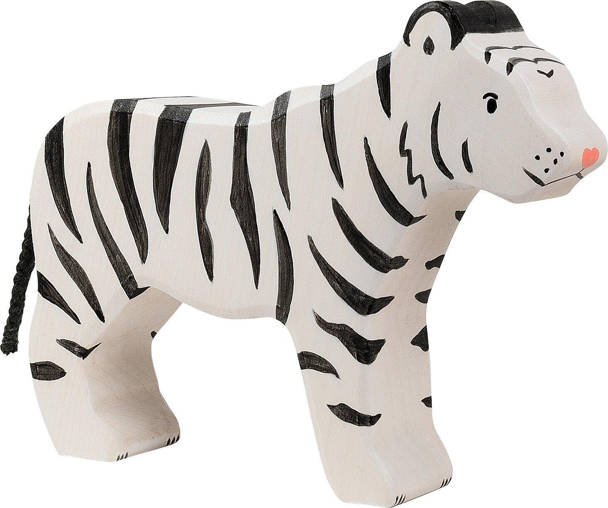 HOLZTIGER Holzfigur Tiger stehend mit schwarzen Streifen – Ansicht