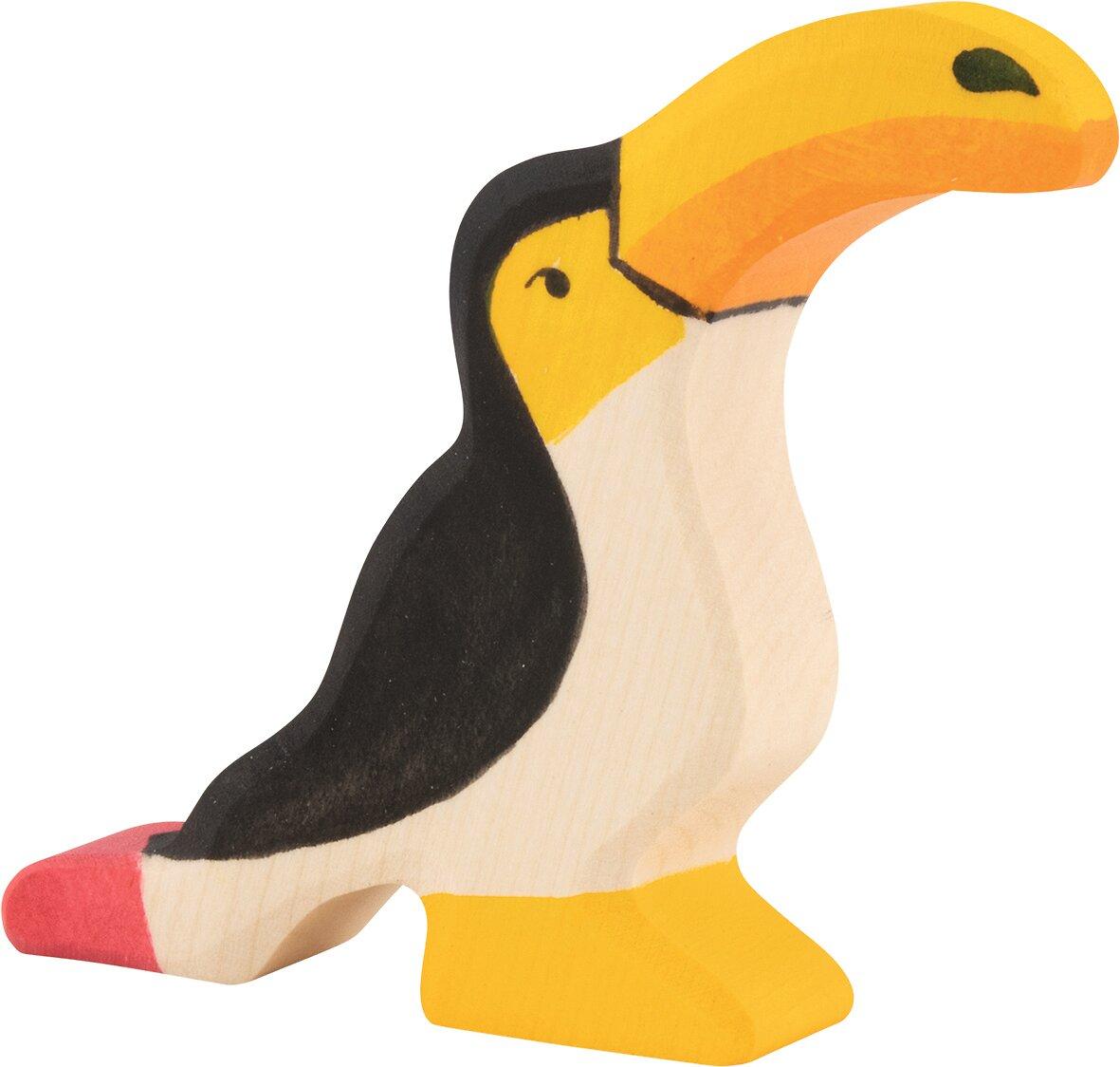 HOLZTIGER Holzfigur Tukan mit gelbem Schnabel – Ansicht