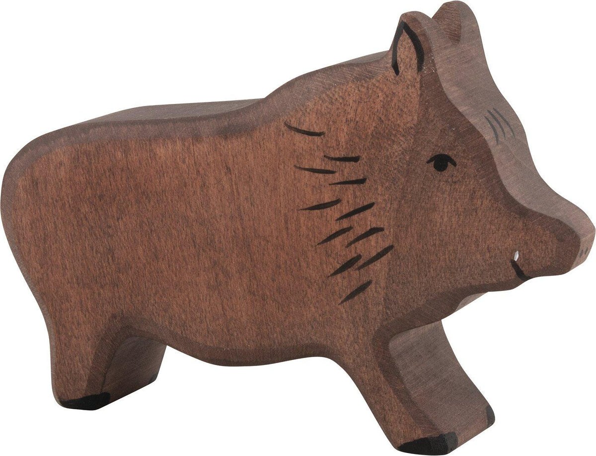 HOLZTIGER Holzfigur Wildschwein Eber mit Hauer – Ansicht