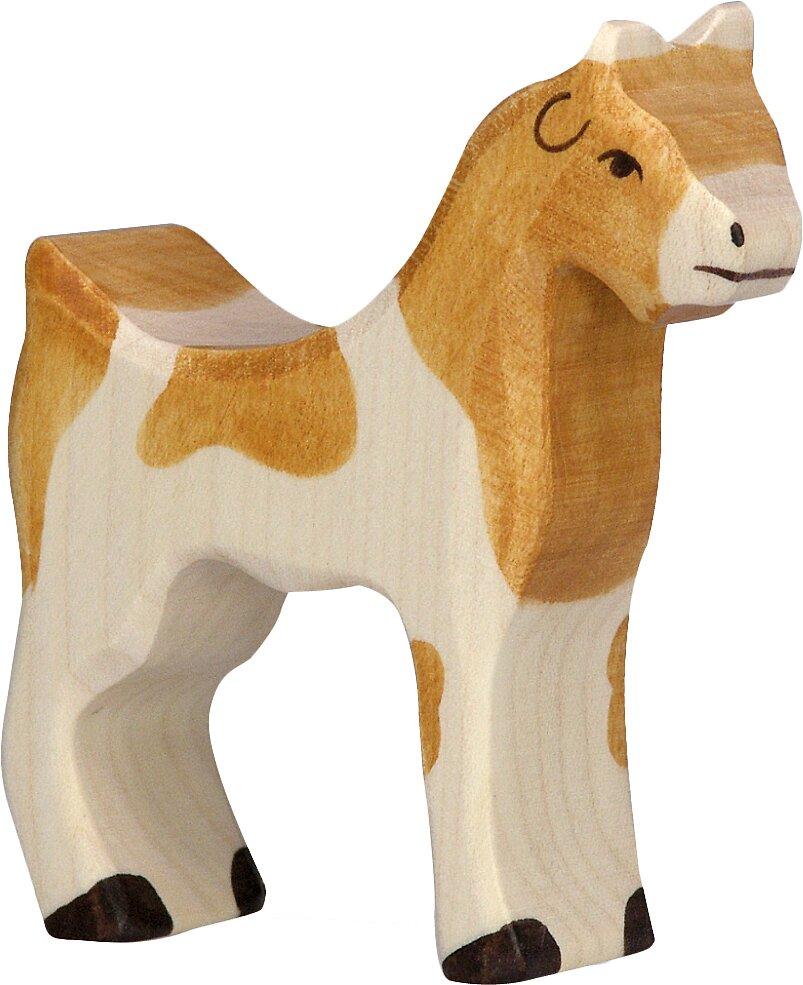 HOLZTIGER Holzfigur Ziege mit braunen Flecken