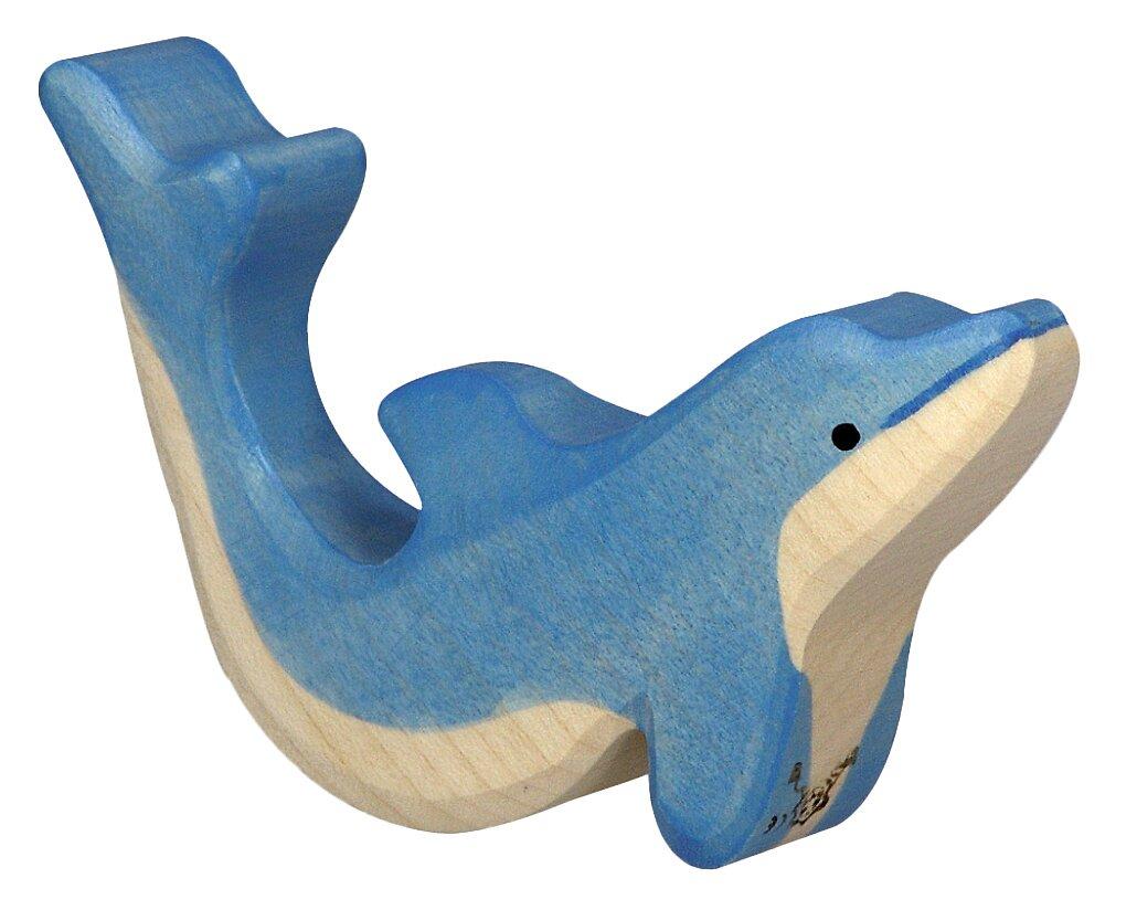 HOLZTIGER kleiner Delfin aus blau gefärbtem Holz
