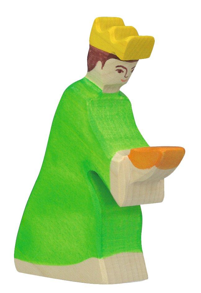 HOLZTIGER Krippenfigur Balthasar mit Krone und Schale