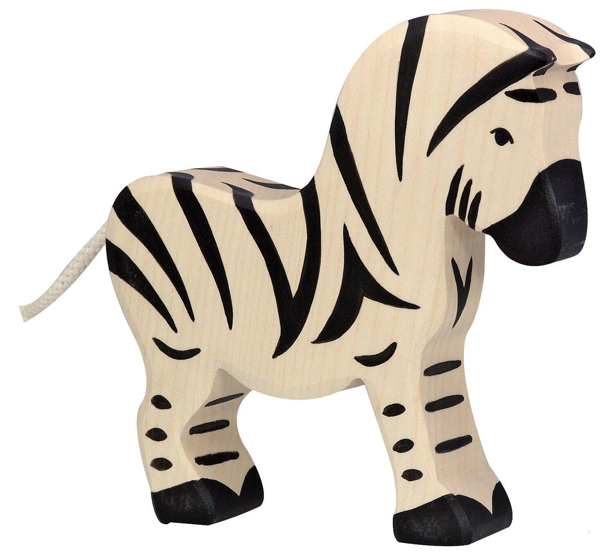 HOLZTIGER Zebra Holzfigur mit schwarzen Streifen – Ansicht