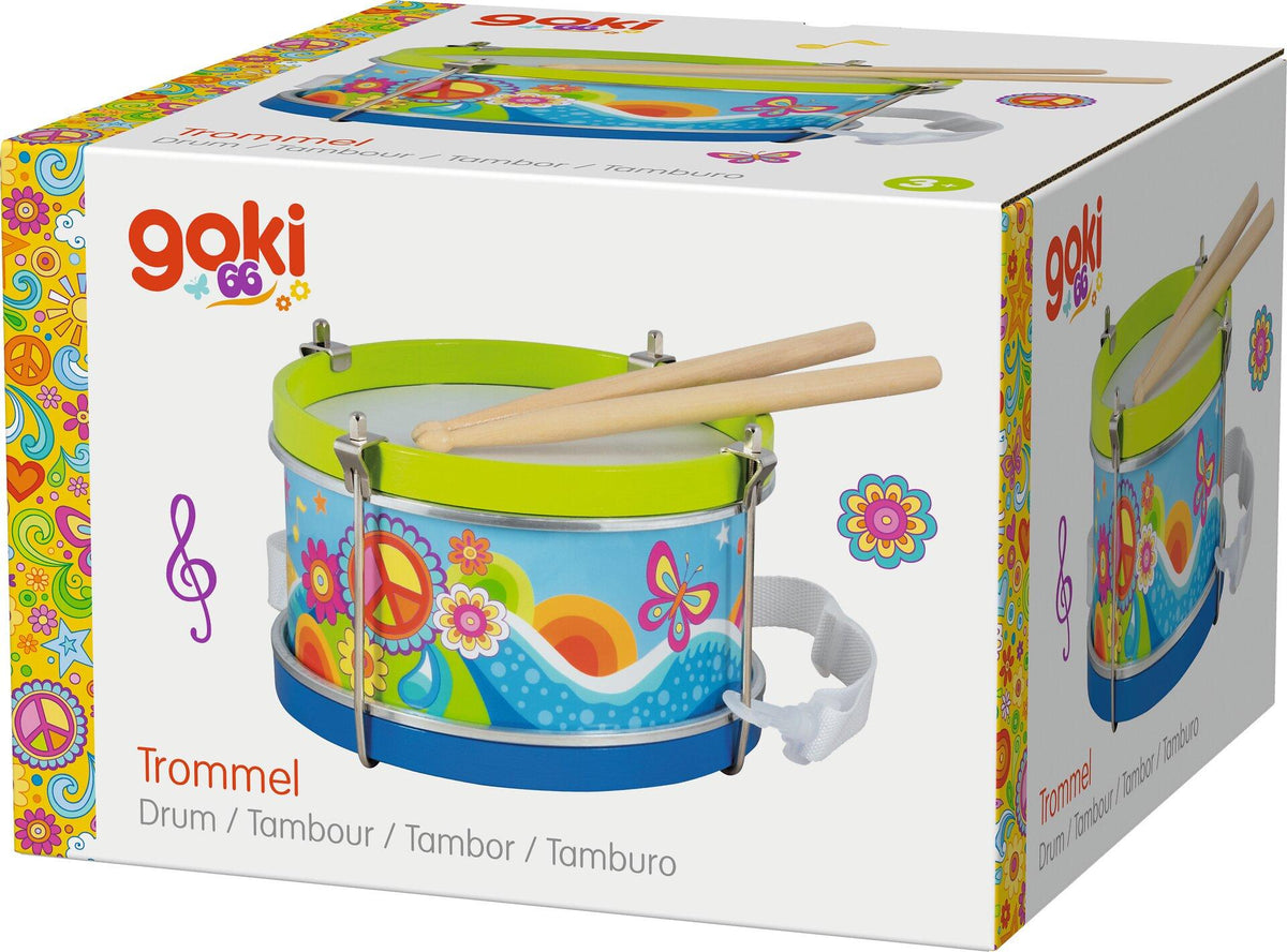 Holztrommel Blumenwiese von goki – Verpackung
