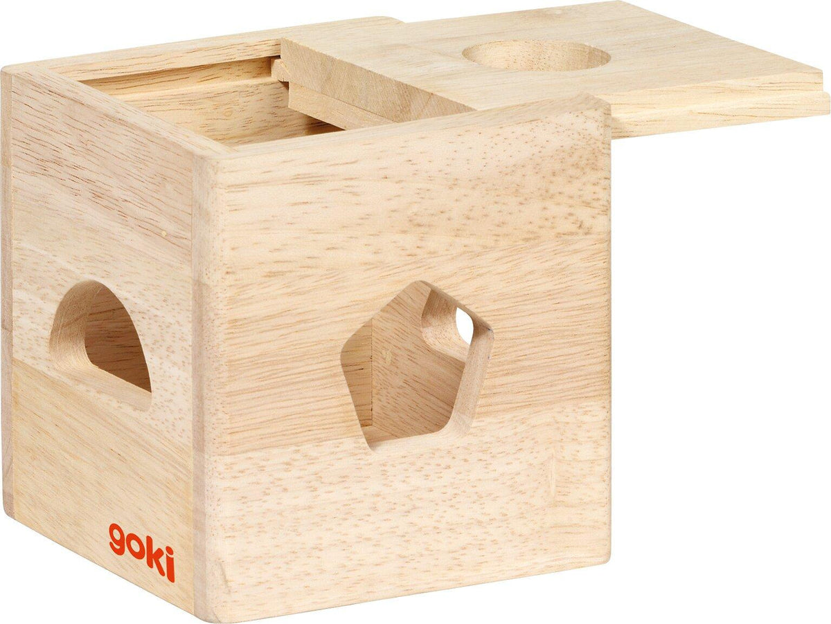 Holzwürfel Steckbox II mit sechs farbigen Formen – weitere Ansicht