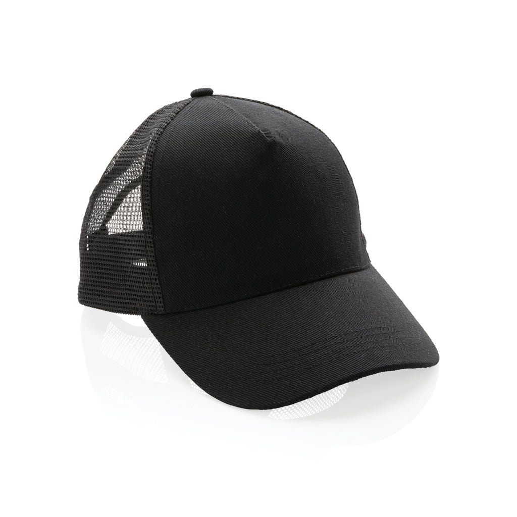Impact AWARE™ 190gr Brushed rCotton 5 Panel Trucker-Cap – schwarz