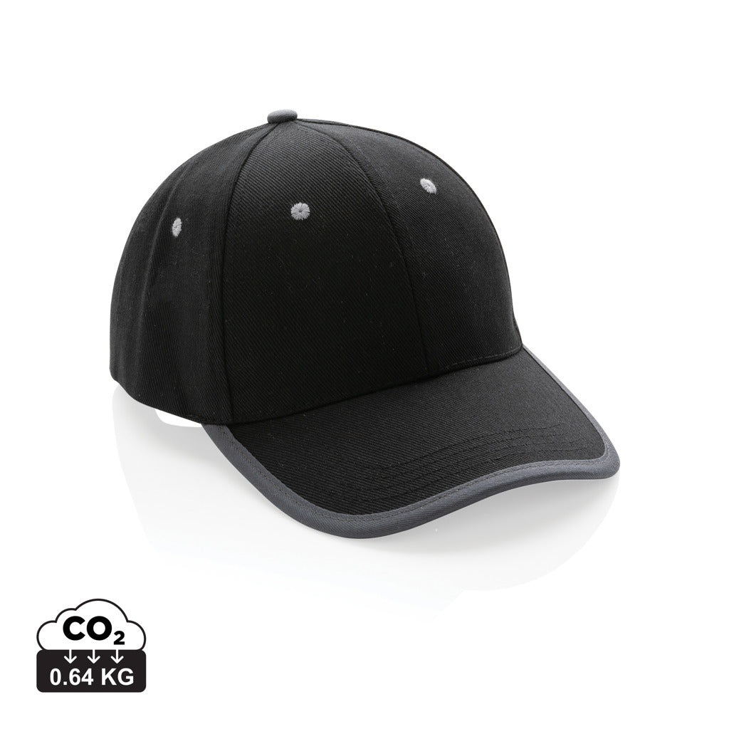 Impact AWARE™ 280gr Brushed rCotton 6 Panel Kontrast-Cap – schwarz
