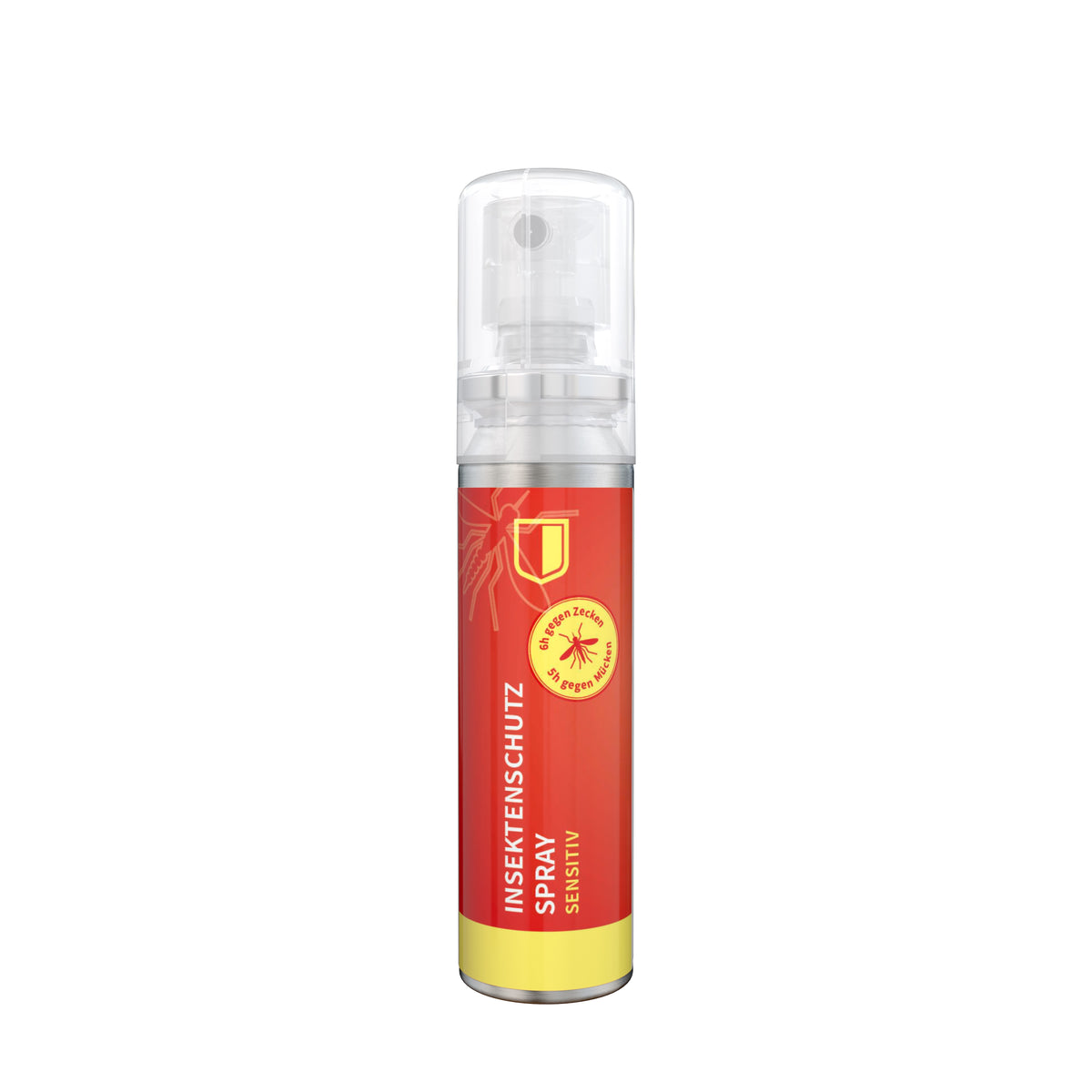 Insektenschutzspray 20 ml Alu Sprühdose mit Etikett rundum – weiß