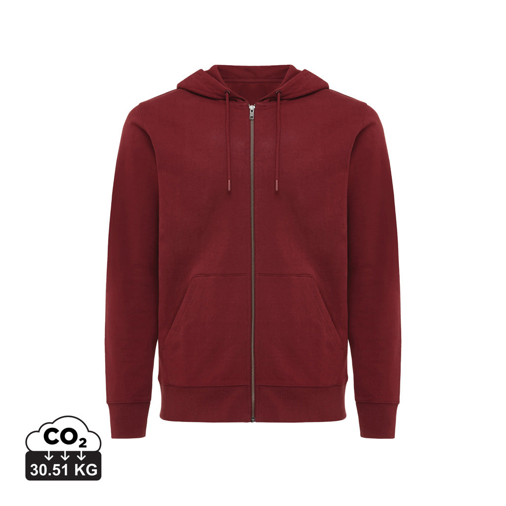 IQONIQ Abisko Zip-Kapuzenpullover aus recycelter Baumwolle – burgunderrot