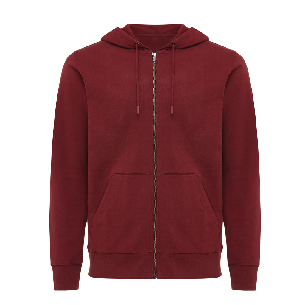 IQONIQ Abisko Zip-Kapuzenpullover aus recycelter Baumwolle – burgunderrot