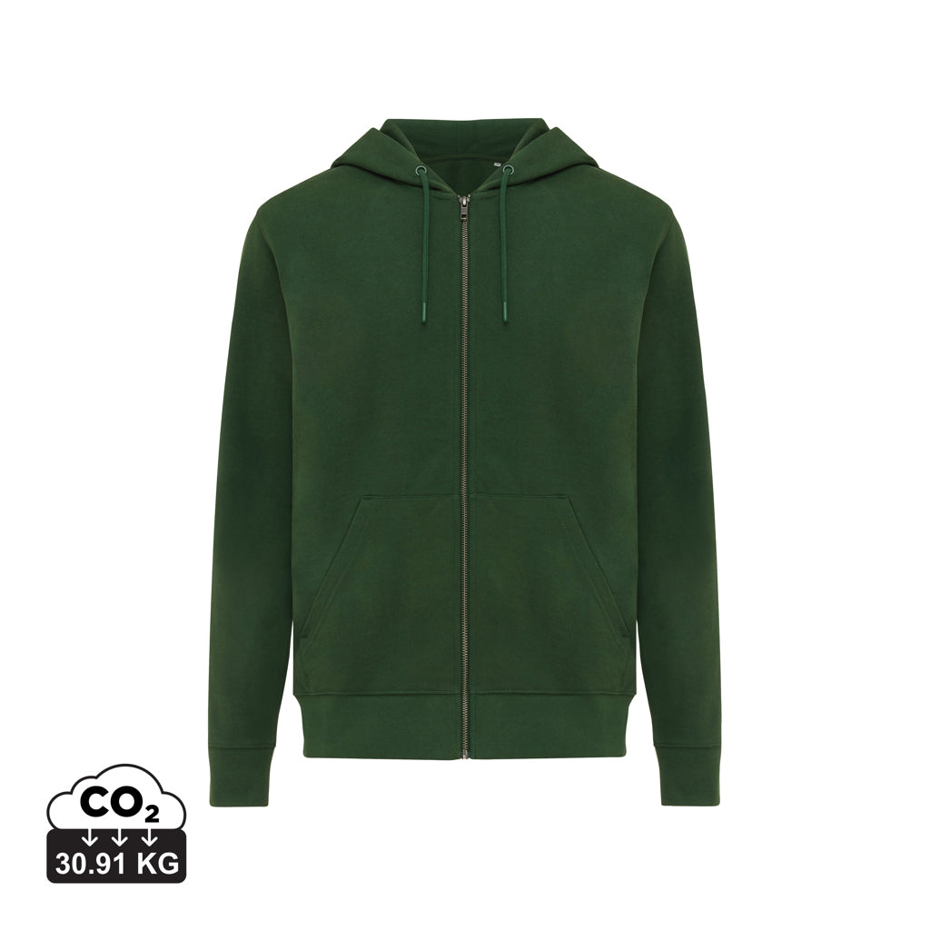 IQONIQ Abisko Zip-Kapuzenpullover aus recycelter Baumwolle – forest green