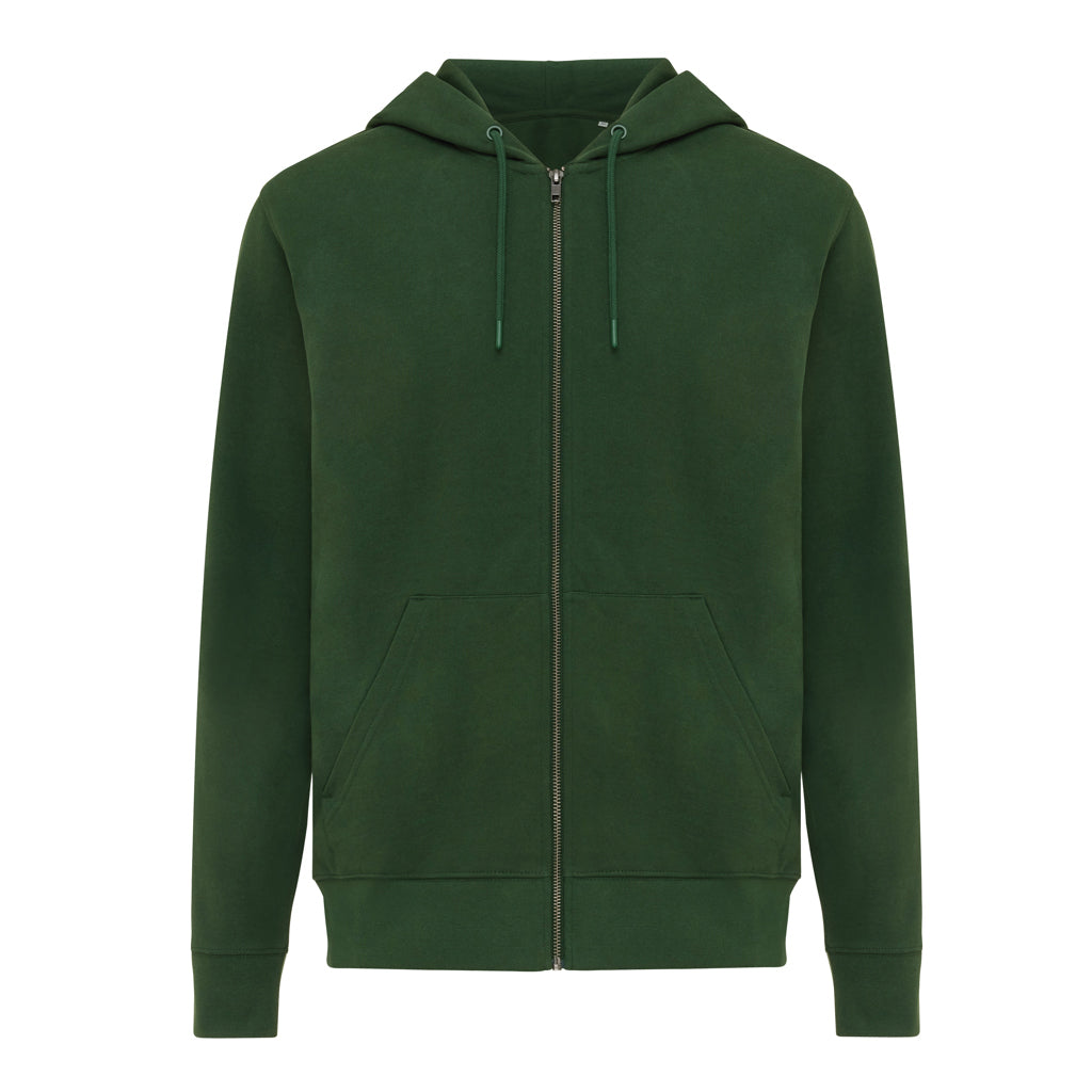 IQONIQ Abisko Zip-Kapuzenpullover aus recycelter Baumwolle – forest green