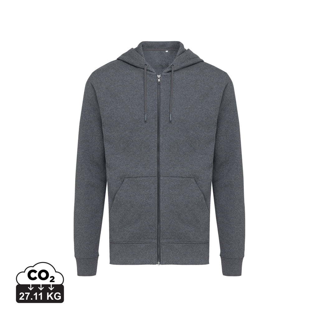 IQONIQ Abisko Zip-Kapuzenpullover aus recycelter Baumwolle – heather anthracite