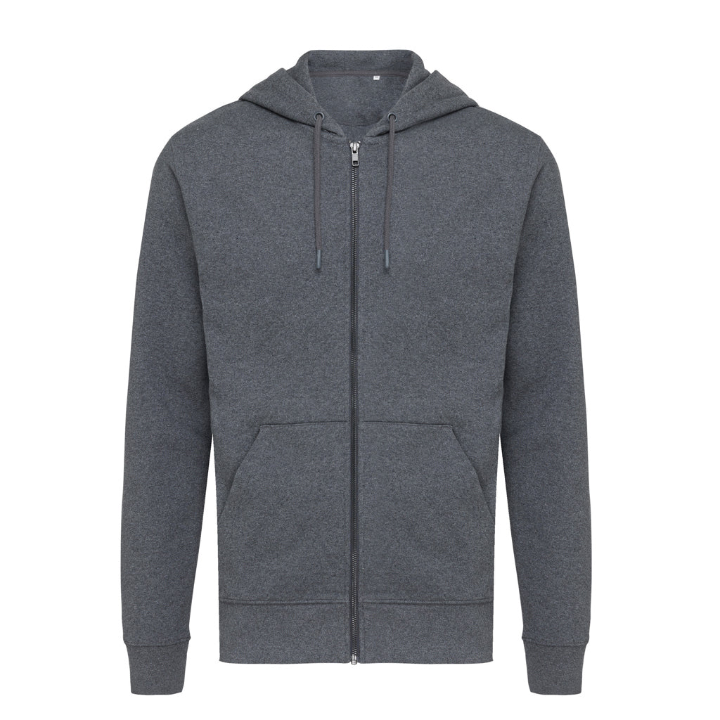 IQONIQ Abisko Zip-Kapuzenpullover aus recycelter Baumwolle – heather anthracite