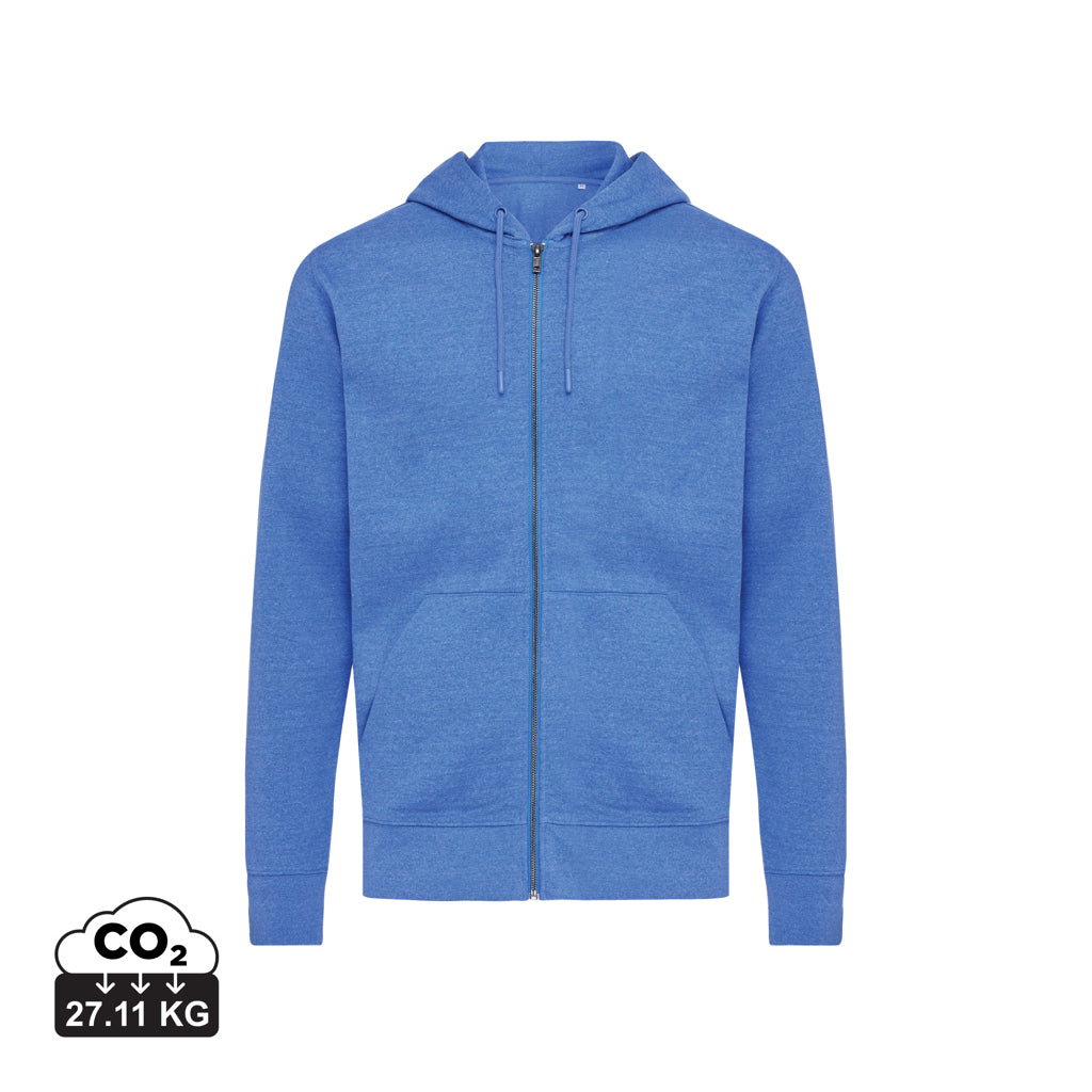 IQONIQ Abisko Zip-Kapuzenpullover aus recycelter Baumwolle – heather blue