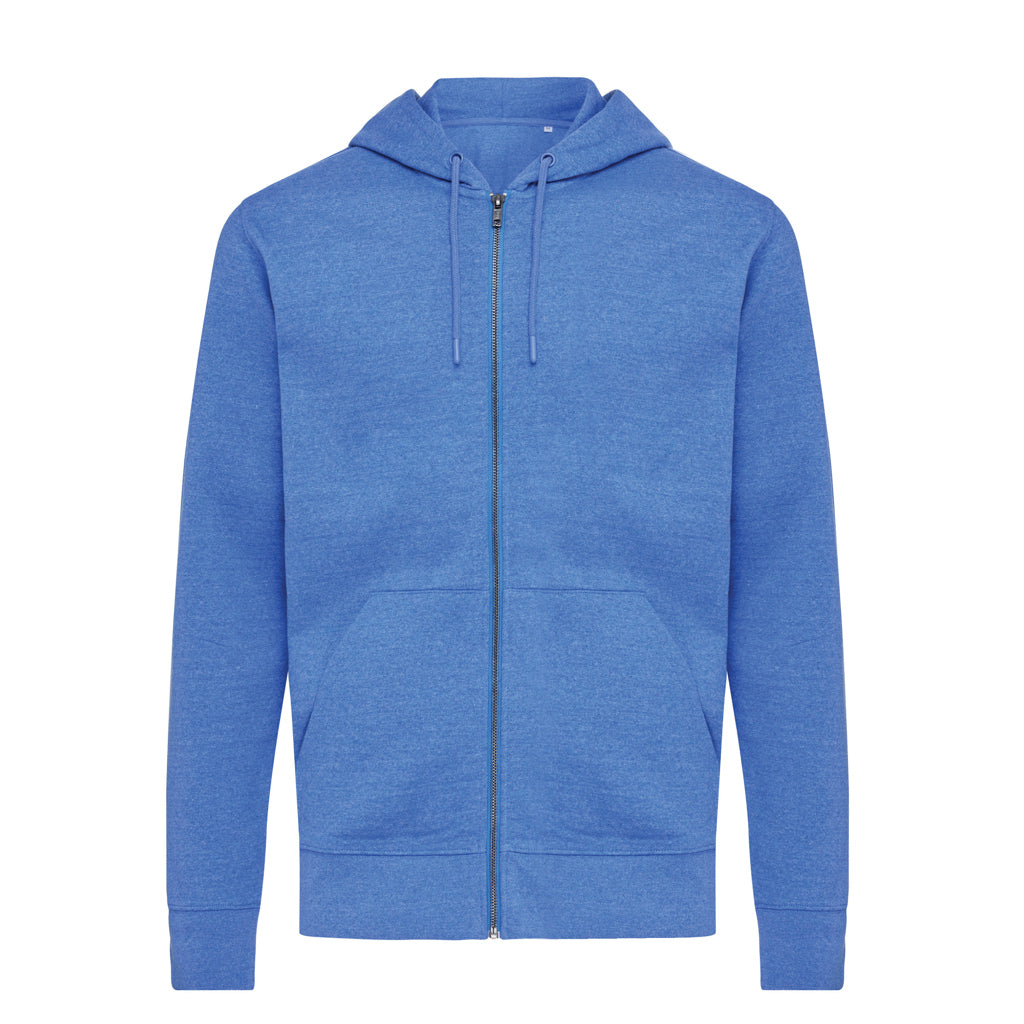 IQONIQ Abisko Zip-Kapuzenpullover aus recycelter Baumwolle – heather blue