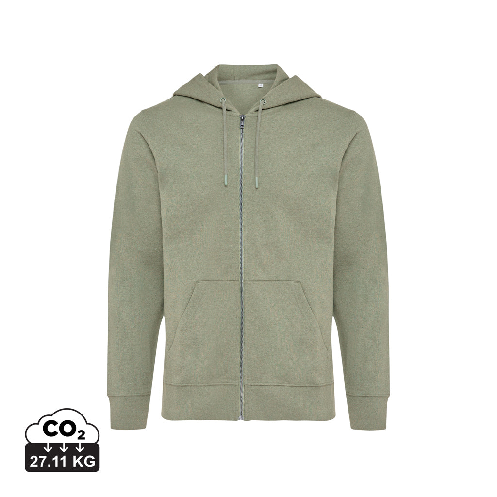 IQONIQ Abisko Zip-Kapuzenpullover aus recycelter Baumwolle – heather green