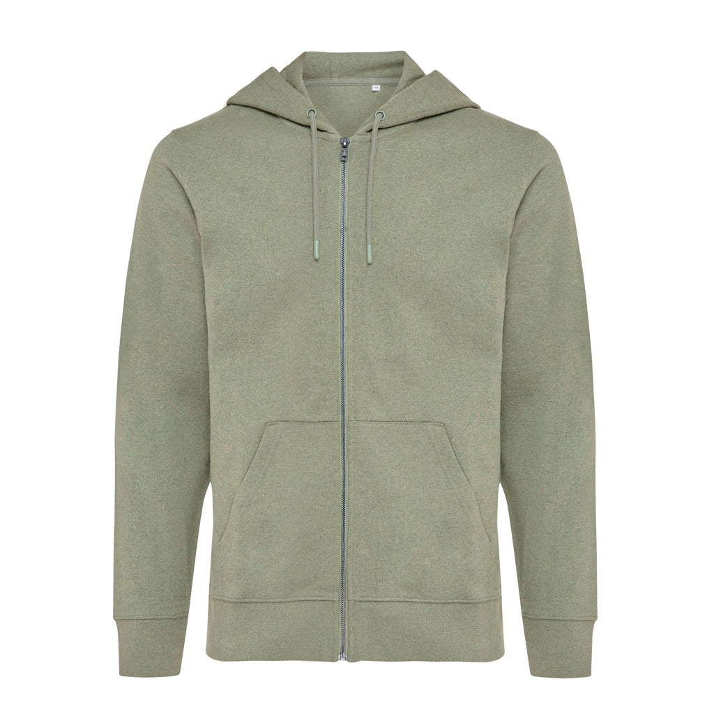 IQONIQ Abisko Zip-Kapuzenpullover aus recycelter Baumwolle – heather green