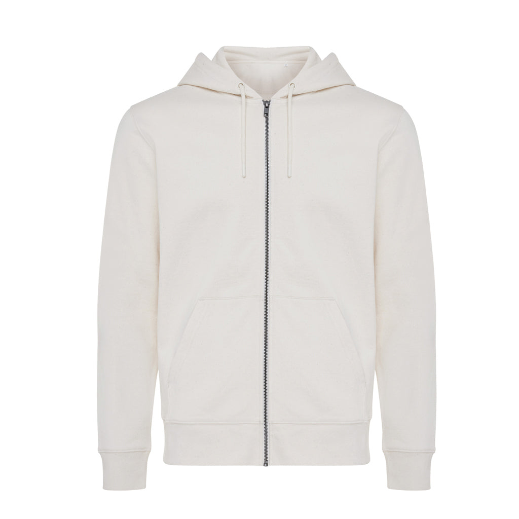 IQONIQ Abisko Zip-Kapuzenpullover aus recycelter Baumwolle – natural raw