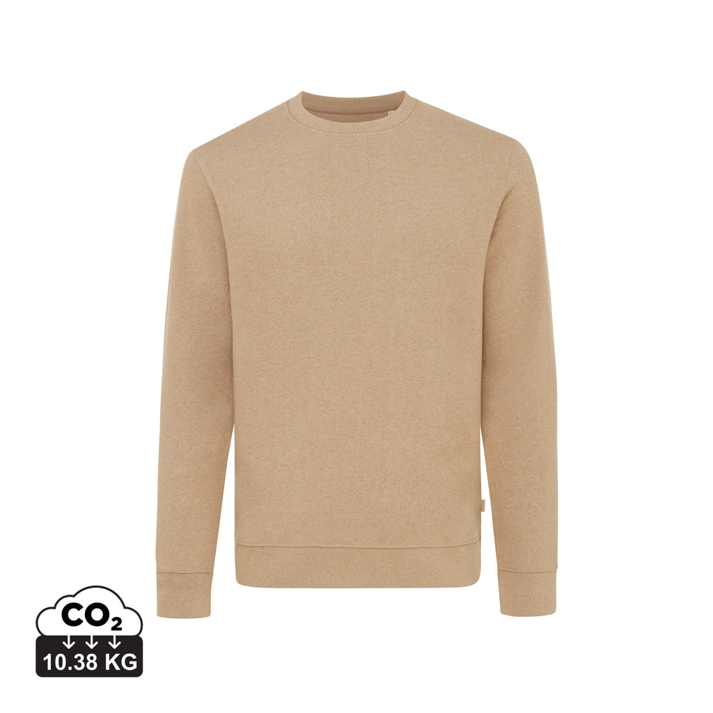 IQONIQ Denali ungefärbt. Rundhals-Sweater aus recycelter BW – heather brown