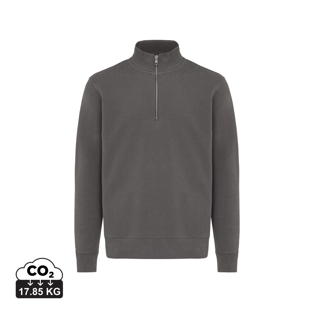 IQONIQ Elgon Quarter-Zip-Sweater aus rec. Baumwolle – anthrazit