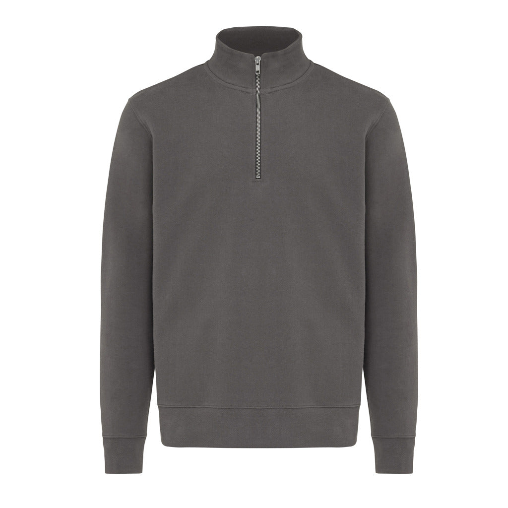 IQONIQ Elgon Quarter-Zip-Sweater aus rec. Baumwolle – anthrazit