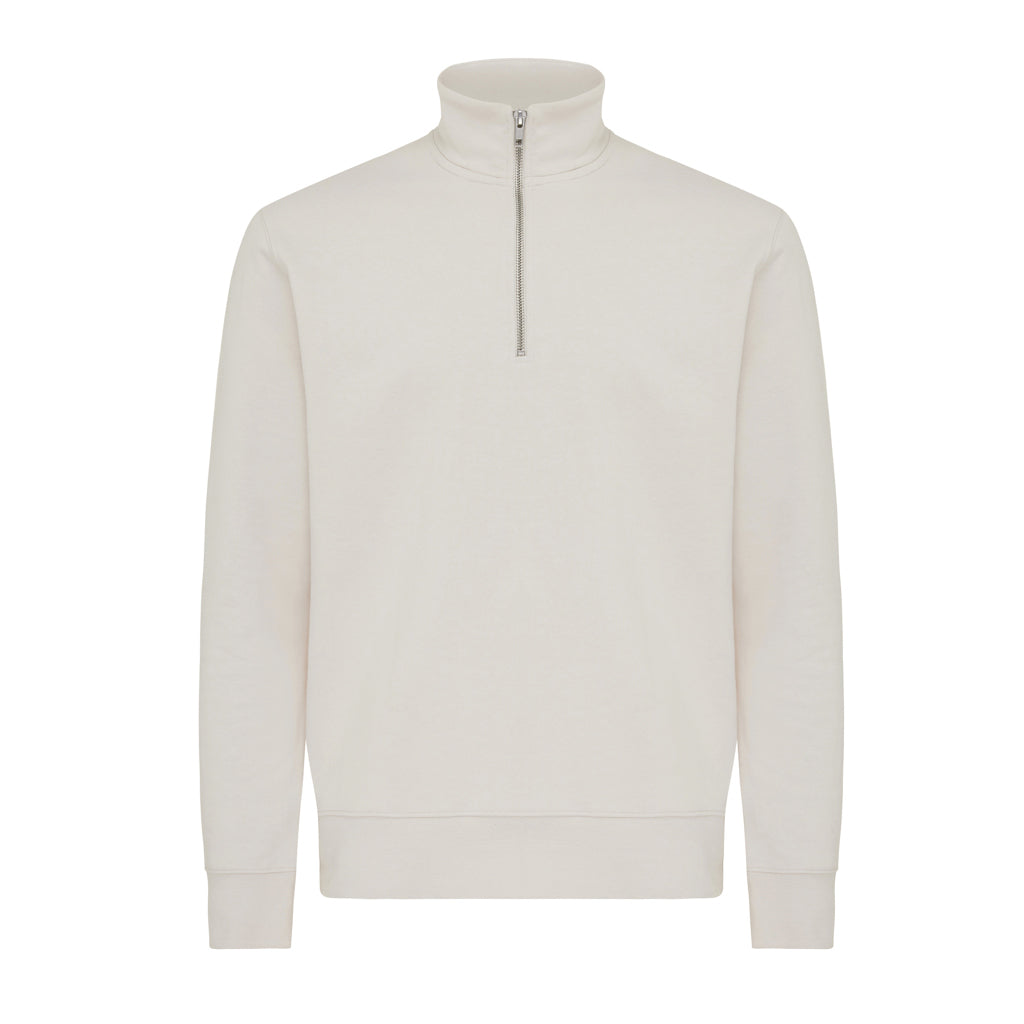 IQONIQ Elgon Quarter-Zip-Sweater aus rec. Baumwolle – ivory white