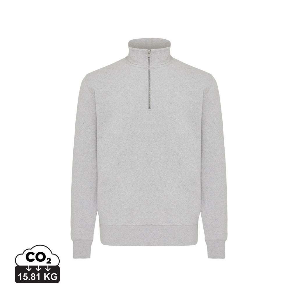 IQONIQ Elgon Quarter-Zip-Sweater aus rec. Baumwolle – light heather grey