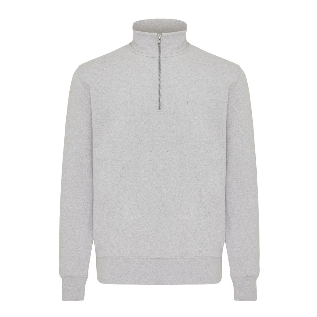 IQONIQ Elgon Quarter-Zip-Sweater aus rec. Baumwolle – light heather grey