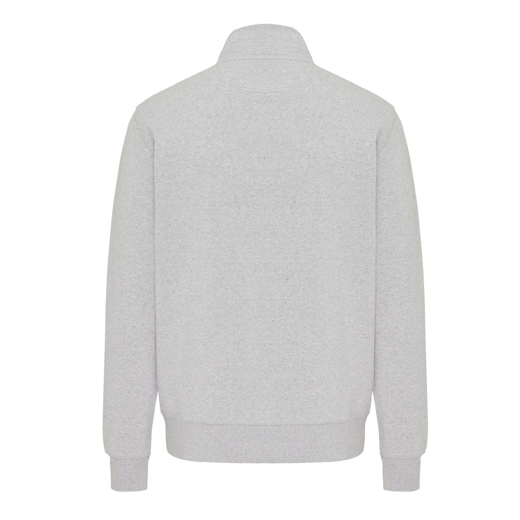 IQONIQ Elgon Quarter-Zip-Sweater aus rec. Baumwolle – light heather grey