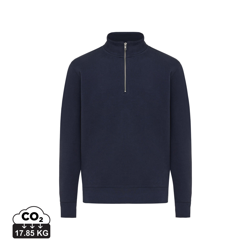 IQONIQ Elgon Quarter-Zip-Sweater aus rec. Baumwolle – navy blau
