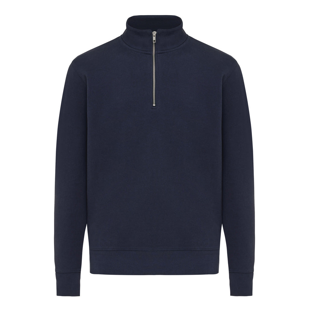 IQONIQ Elgon Quarter-Zip-Sweater aus rec. Baumwolle – navy blau