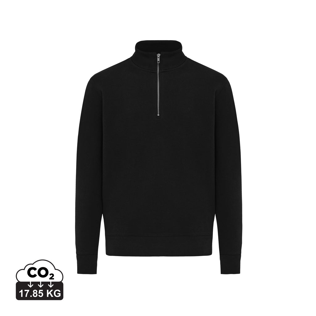 IQONIQ Elgon Quarter-Zip-Sweater aus rec. Baumwolle – schwarz