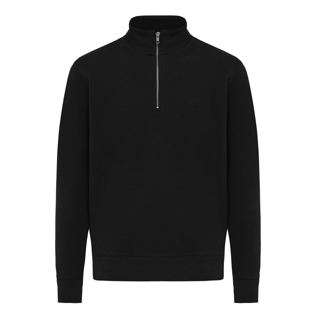 IQONIQ Elgon Quarter-Zip-Sweater aus rec. Baumwolle – schwarz