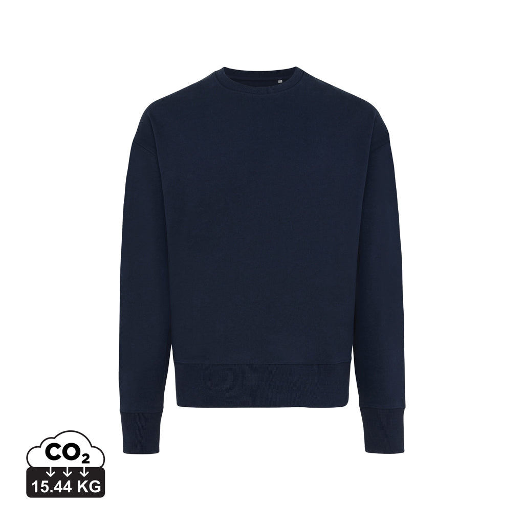 IQONIQ Kruger Relax-Rundhals-Sweater aus recycelt. Baumwolle – navy blau