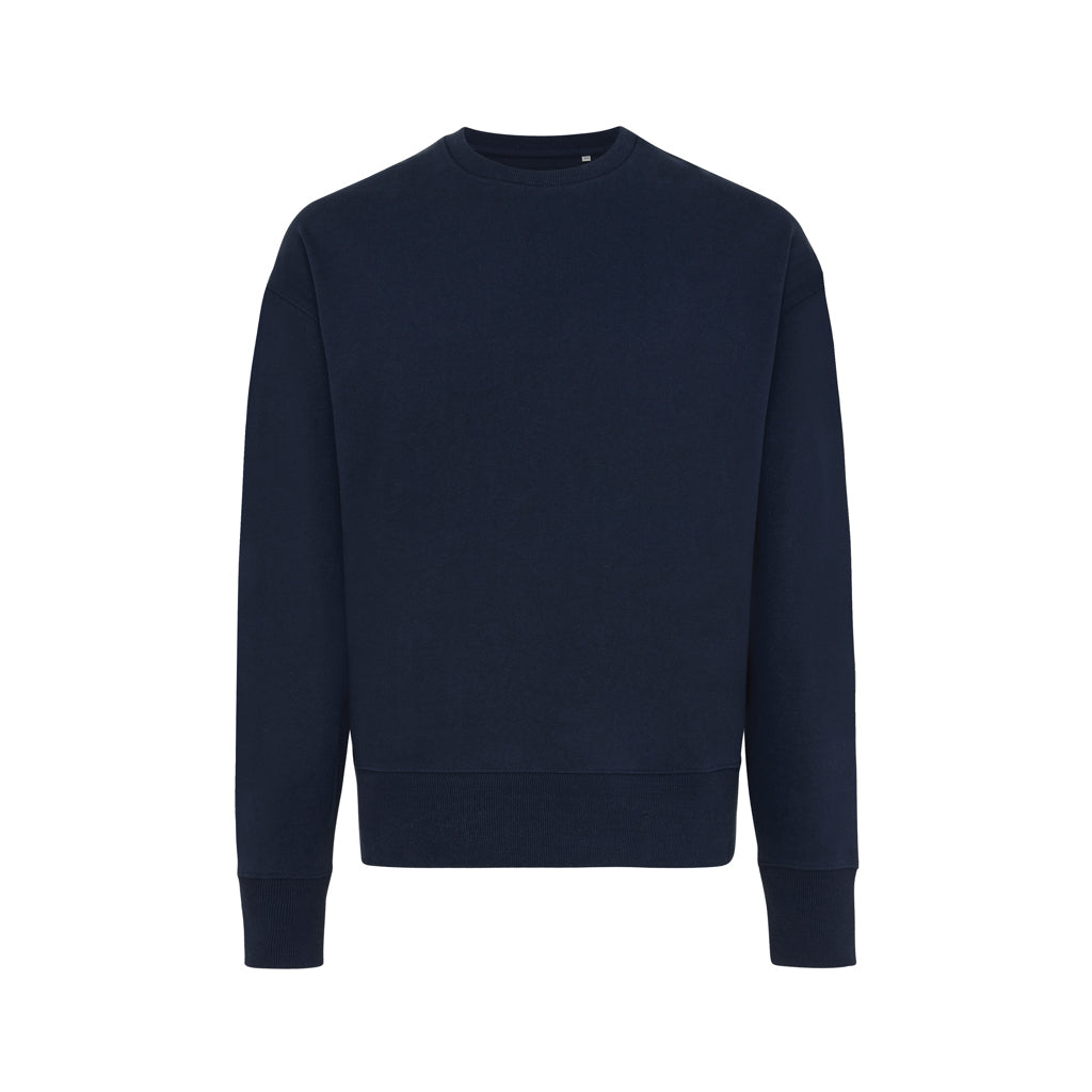 IQONIQ Kruger Relax-Rundhals-Sweater aus recycelt. Baumwolle – navy blau