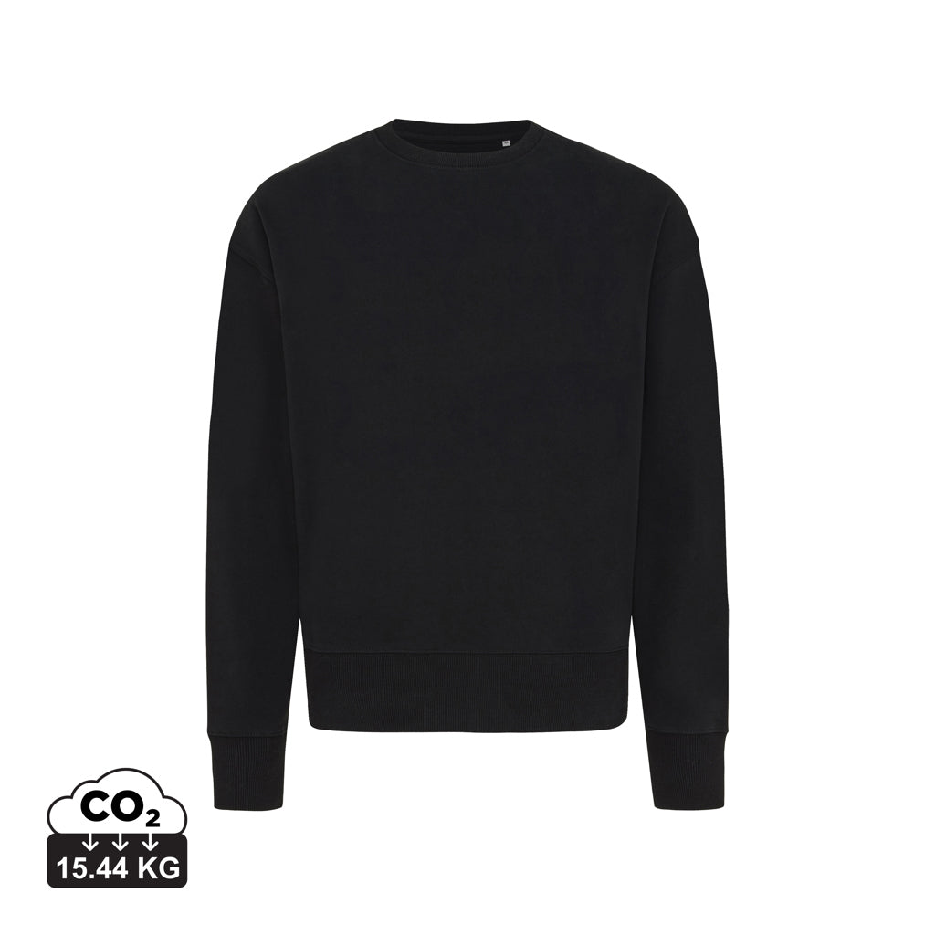 IQONIQ Kruger Relax-Rundhals-Sweater aus recycelt. Baumwolle – schwarz