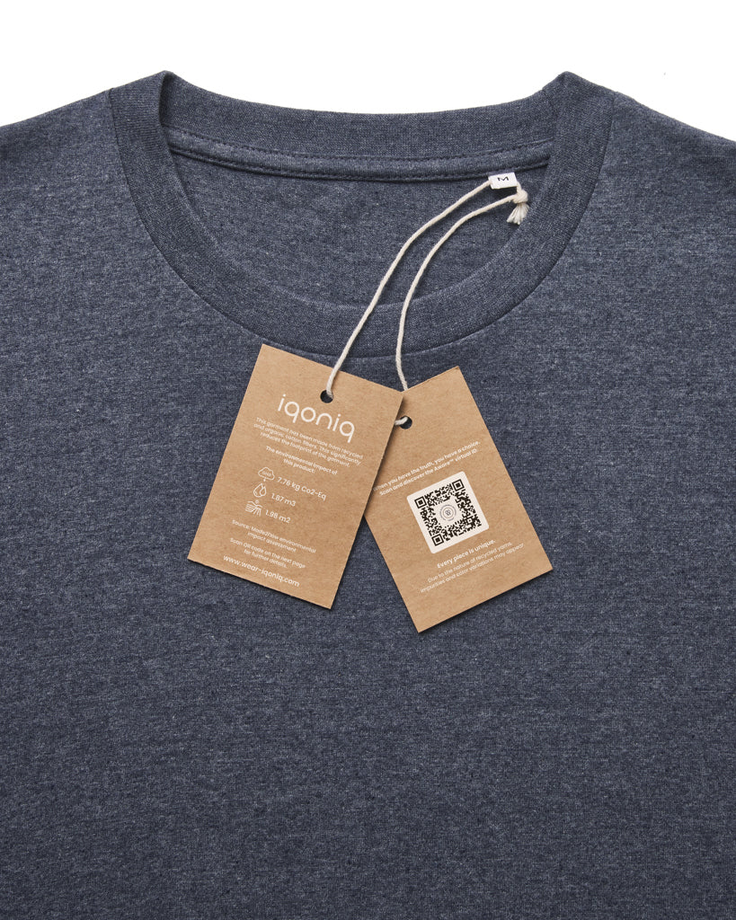IQONIQ Manuel ungefärbtes T-Shirt aus recycelter Baumwolle – heather navy