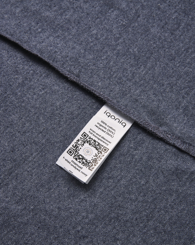 IQONIQ Manuel ungefärbtes T-Shirt aus recycelter Baumwolle – heather navy