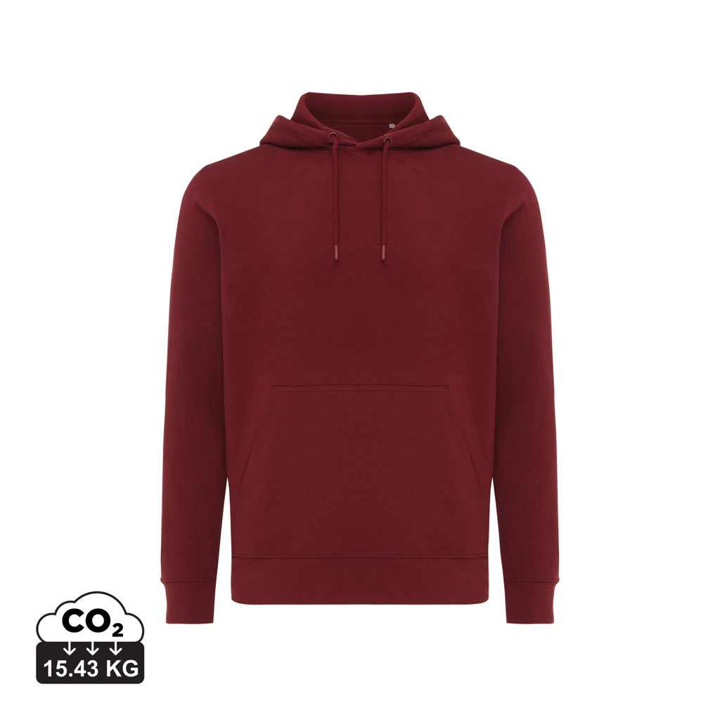 IQONIQ Rila Lightweight Hoodie aus recycelter Baumwolle – burgunderrot