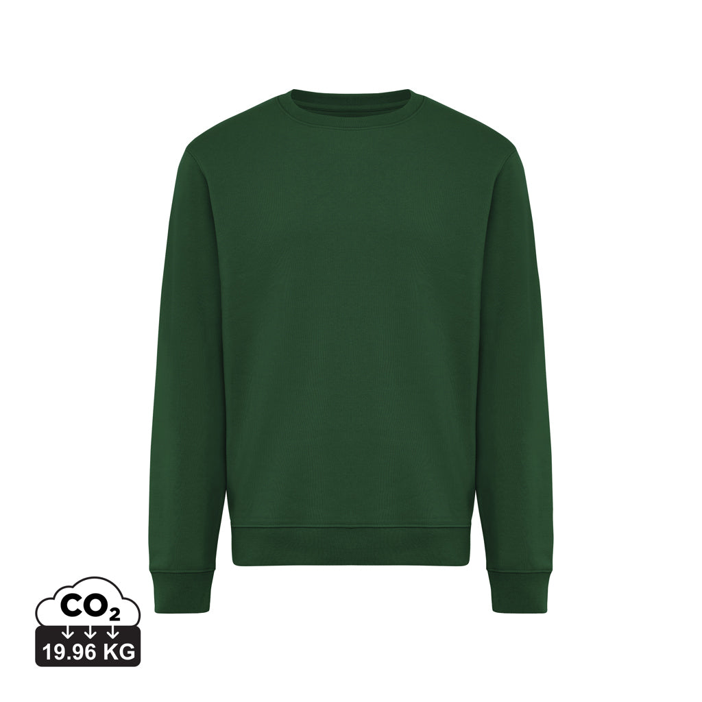 IQONIQ Torla Rundhals-Pullover aus recycelter Baumwolle – forest green