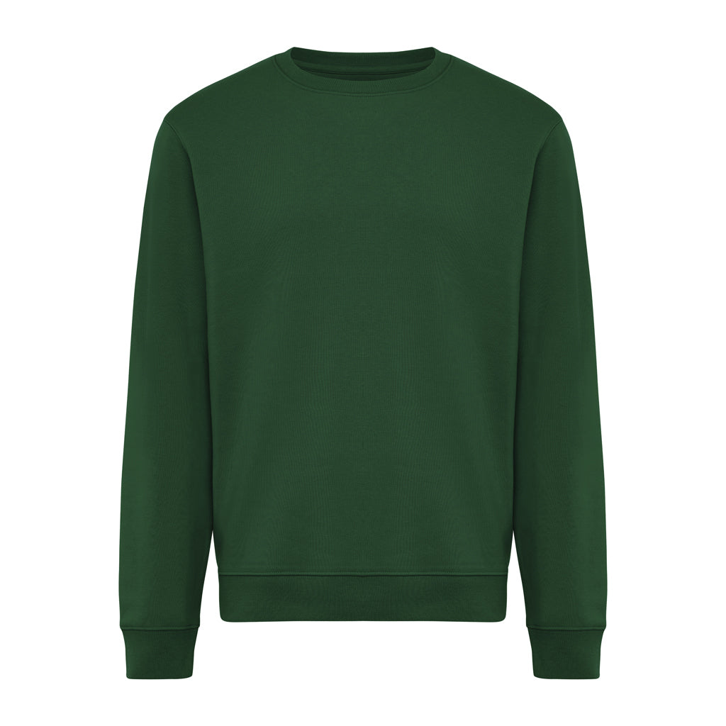 IQONIQ Torla Rundhals-Pullover aus recycelter Baumwolle – forest green