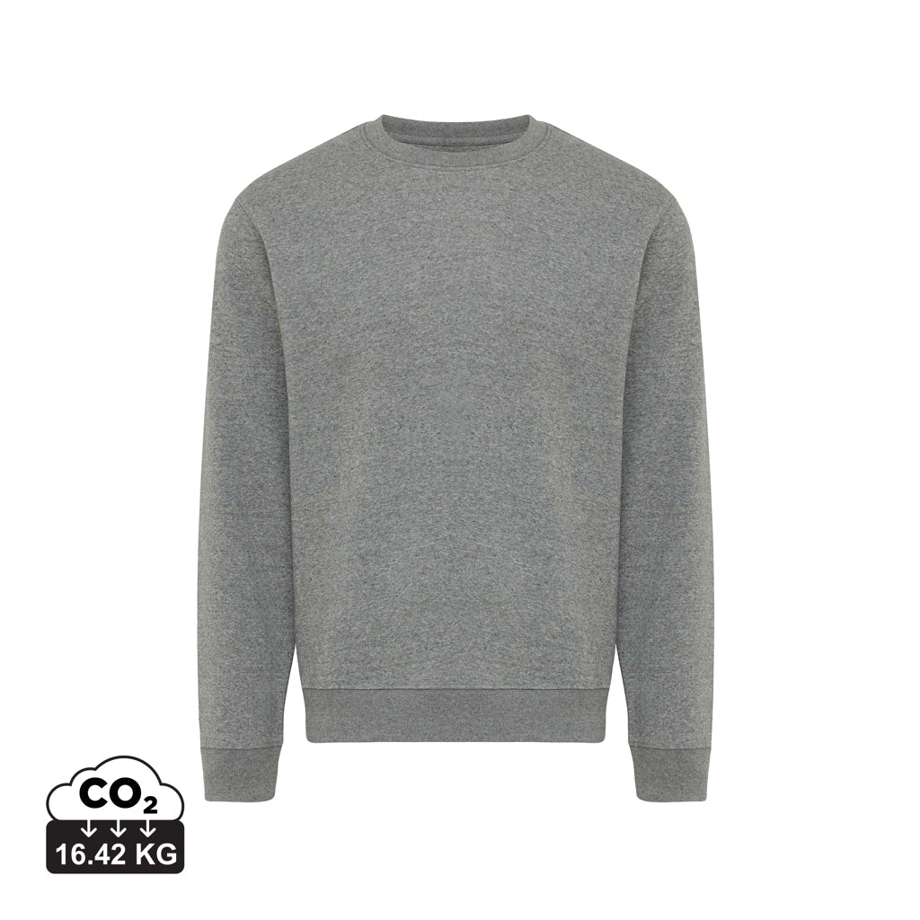 IQONIQ Torla Rundhals-Pullover aus recycelter Baumwolle – light heather anthracite