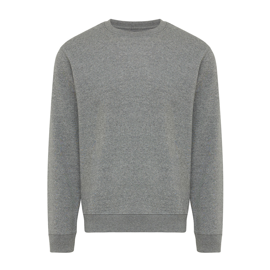 IQONIQ Torla Rundhals-Pullover aus recycelter Baumwolle – light heather anthracite