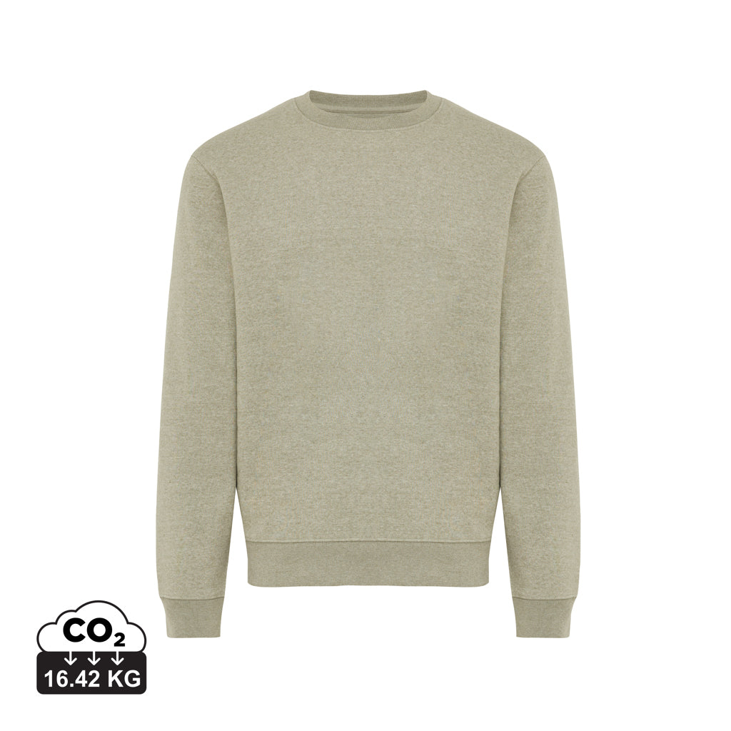 IQONIQ Torla Rundhals-Pullover aus recycelter Baumwolle – light heather green