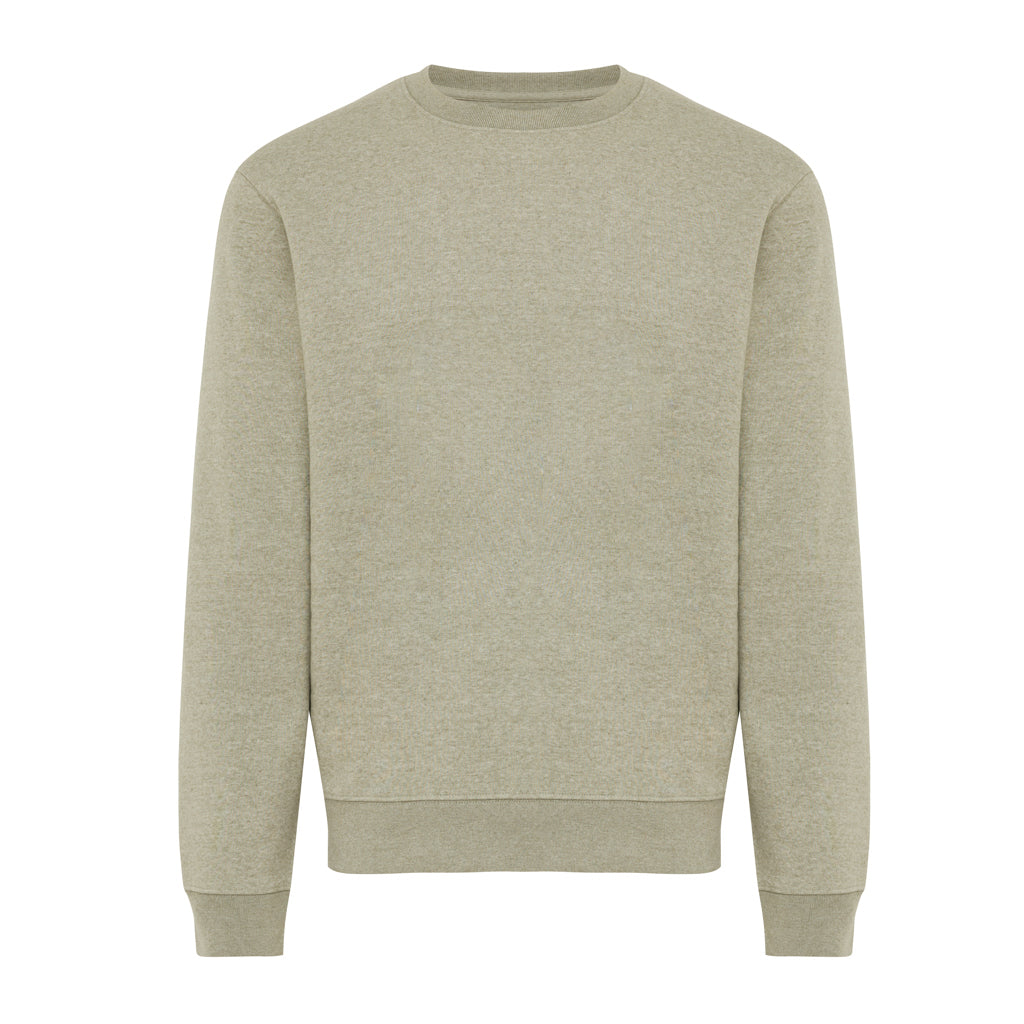IQONIQ Torla Rundhals-Pullover aus recycelter Baumwolle – light heather green