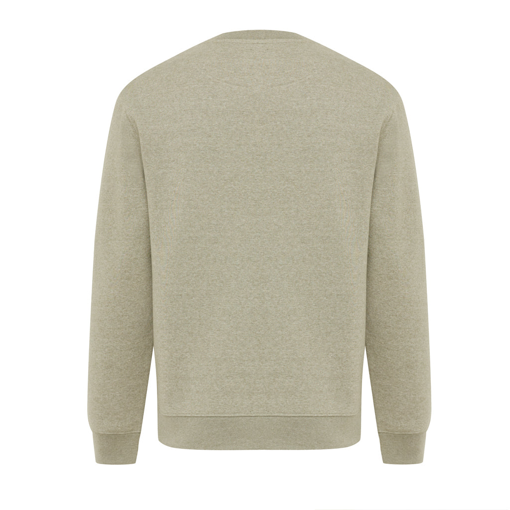 IQONIQ Torla Rundhals-Pullover aus recycelter Baumwolle – light heather green