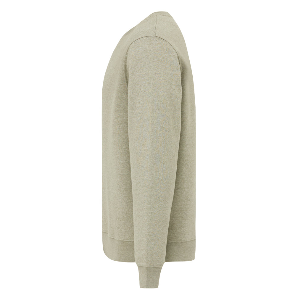 IQONIQ Torla Rundhals-Pullover aus recycelter Baumwolle – light heather green
